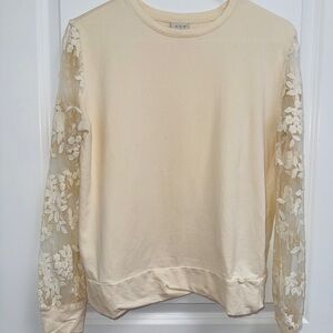 A New Day Elegant Cream Lace Sleeve Top